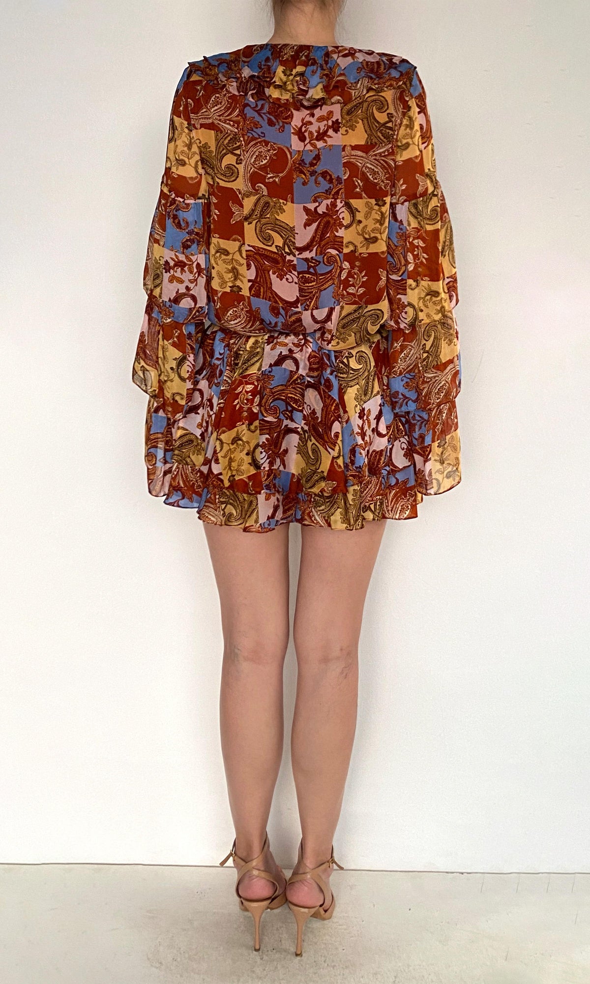 Hemant And Nandita | Leya Viscose Flat Chiffon Mini Skirt | Multi