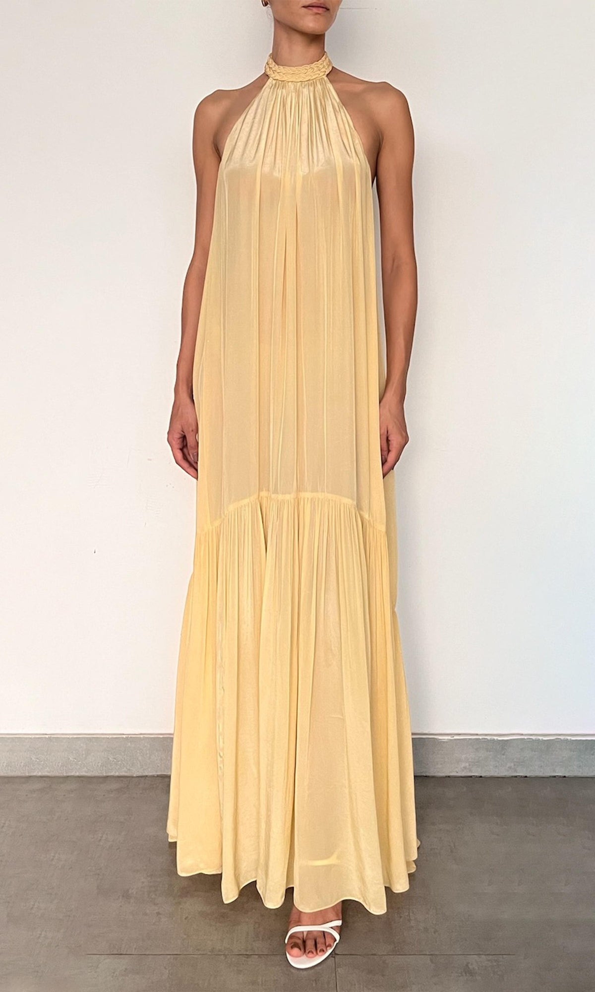 Hemant And Nandita | Nain Viscose Natural Crepe Long Dress | Yellow