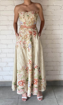 Hemant And Nandita | Nava Cotton Schiffli Long Skirt | Soft Beige