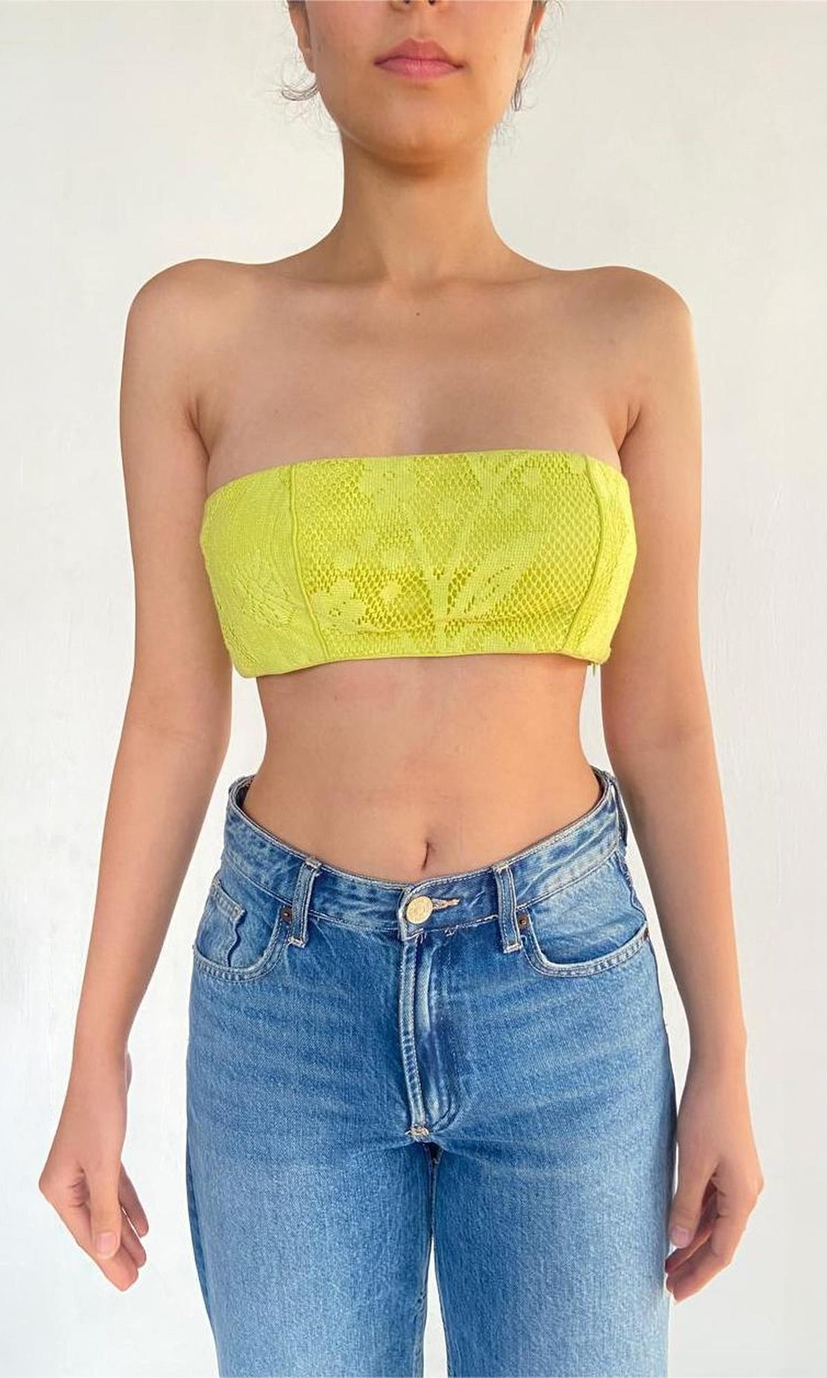 Hemant And Nandita | Nysa Cotton Bandeau | Neon Green