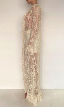 Hemant And Nandita | Onir Nylon Lace Ruffled Front Open Cape | Eggshell