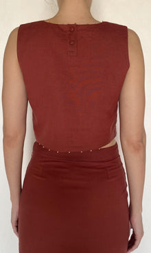 Hemant And Nandita | Palm Linen Cotton Boxy Top | Terracotta