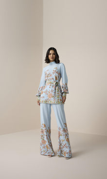 Hemant And Nandita | Riah Viscose Heavy Crepe Scarf Neck Top | Powder Blue