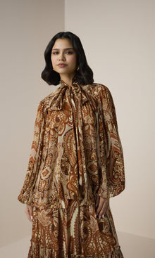 Hemant And Nandita | Rida Viscose Flat Chiffon Boho Tie Top | Multi