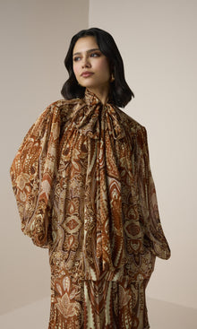 Hemant And Nandita | Rida Viscose Flat Chiffon Boho Tie Top | Multi