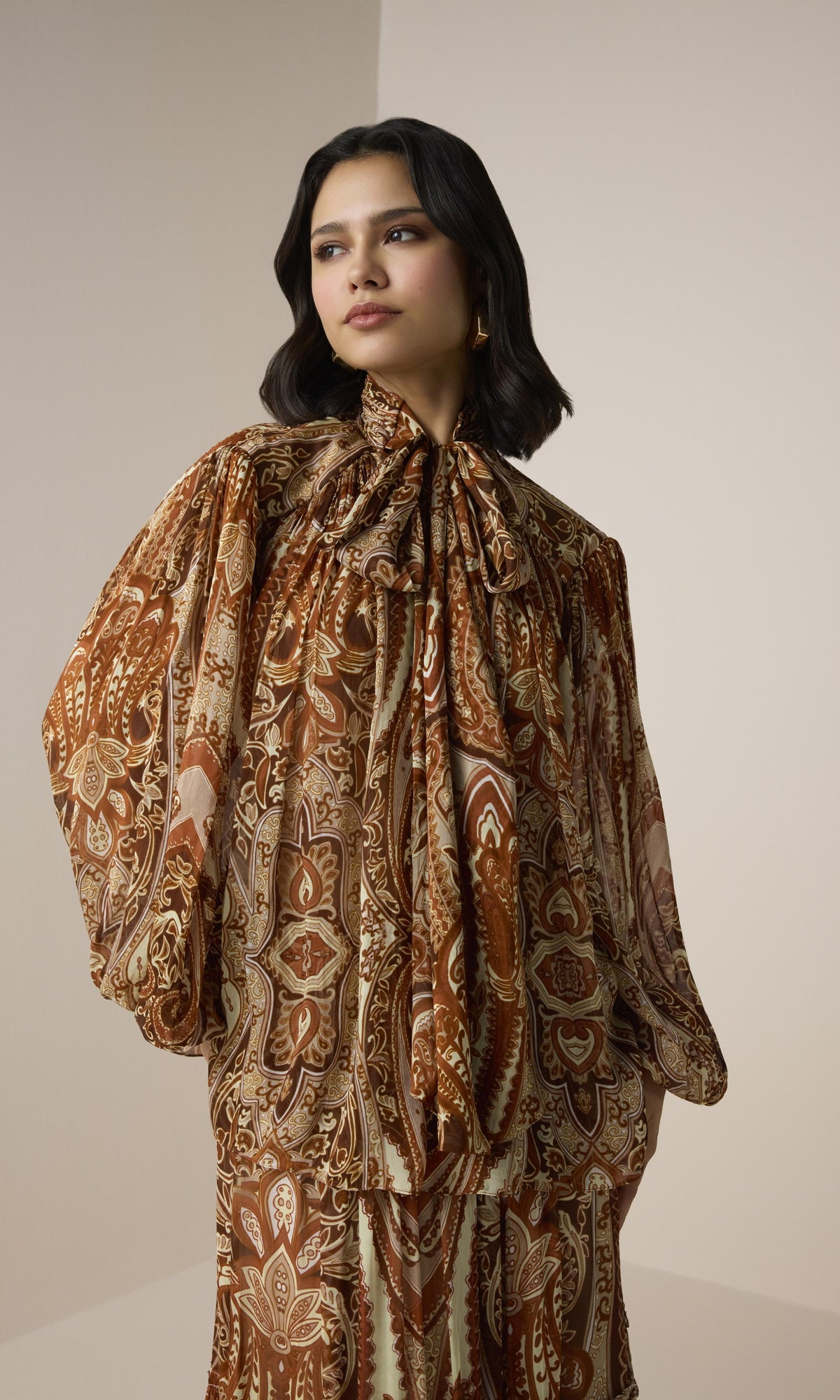 Hemant And Nandita | Rida Viscose Flat Chiffon Boho Tie Top | Multi