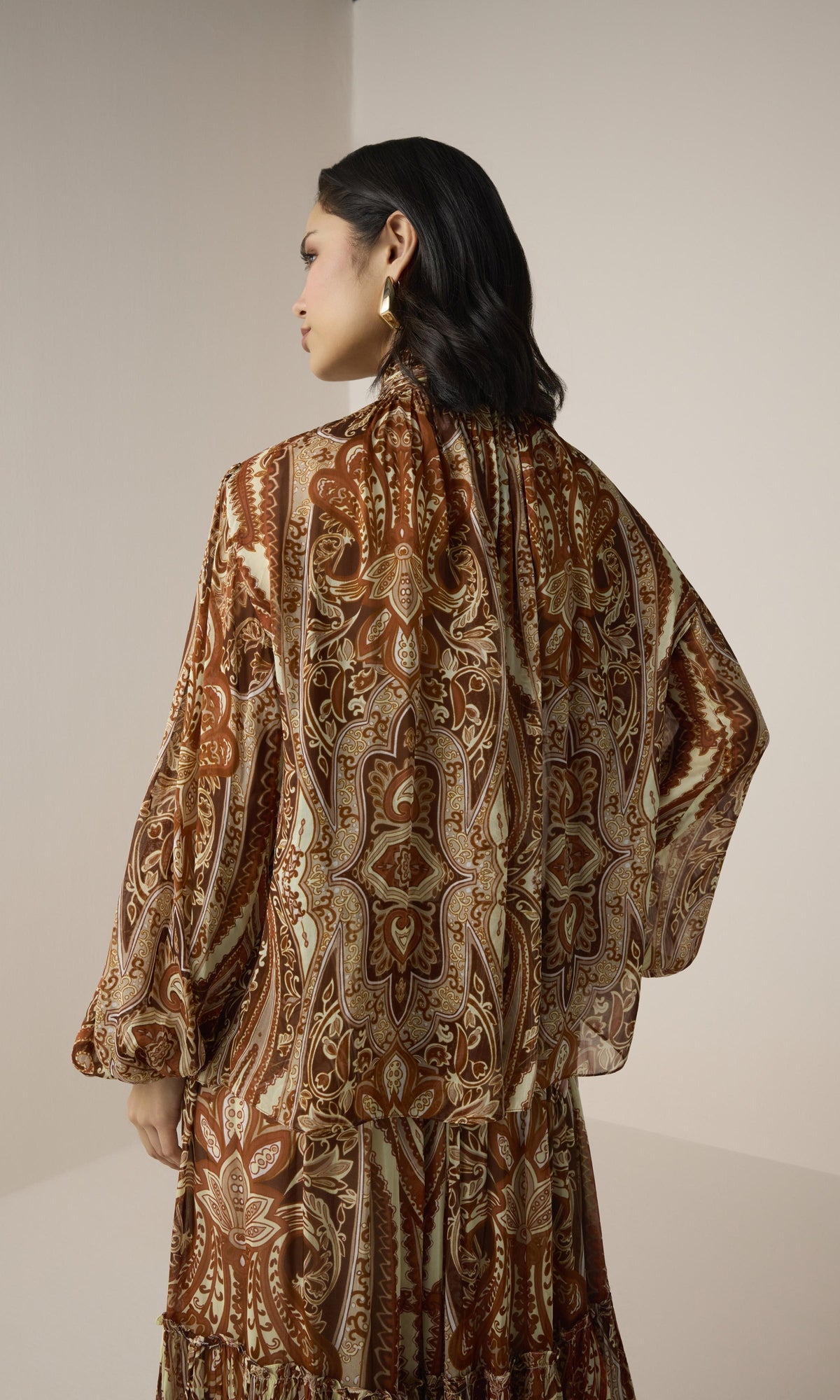 Hemant And Nandita | Rida Viscose Flat Chiffon Boho Tie Top | Multi