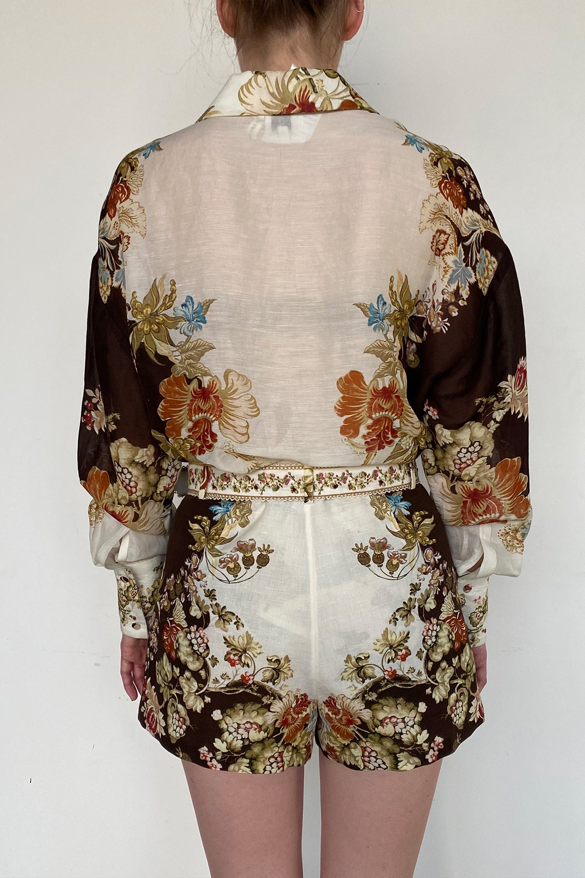 Shorts With Buckle Belt | Brown Mix