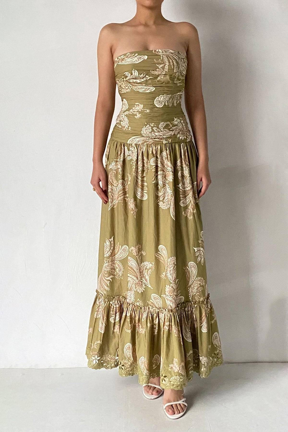 Strapless Long Dress | Olive