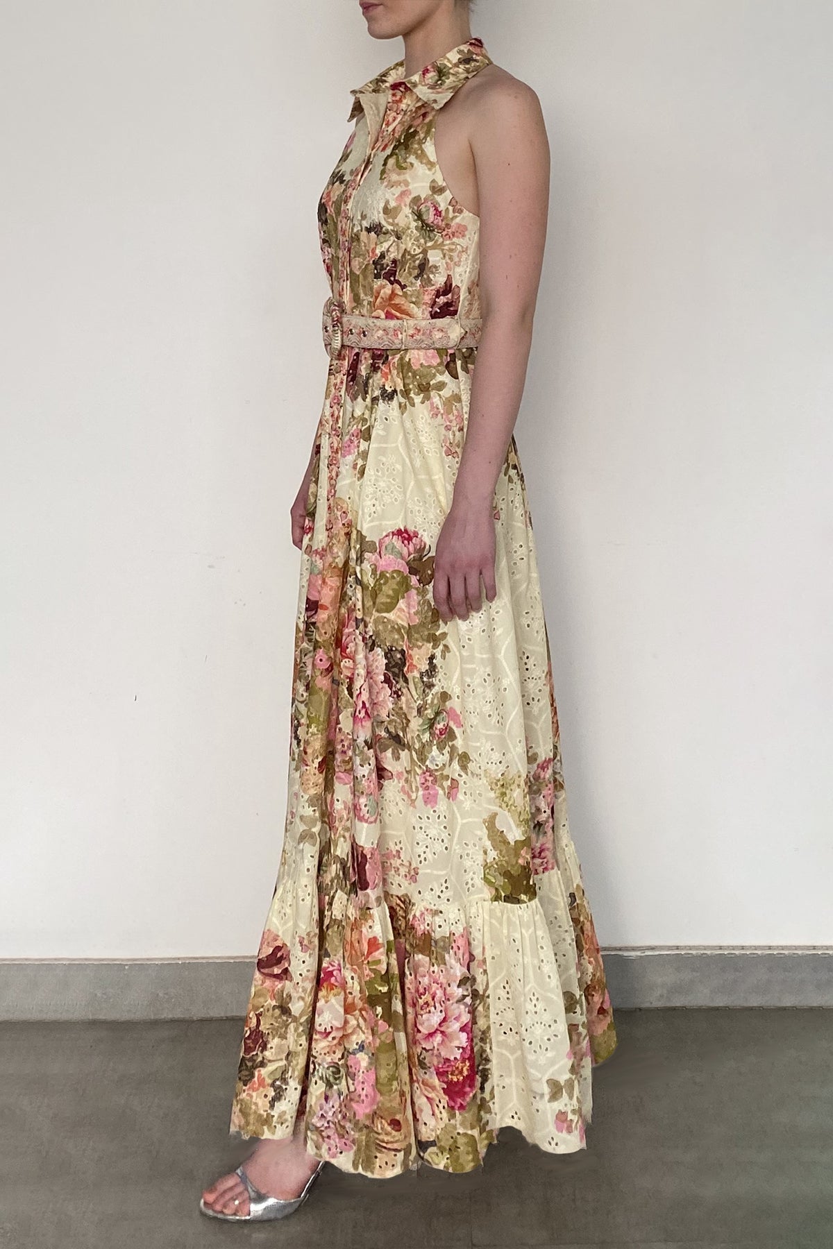 Long Shirt Dress With Buckle Belt | Ivory Mix