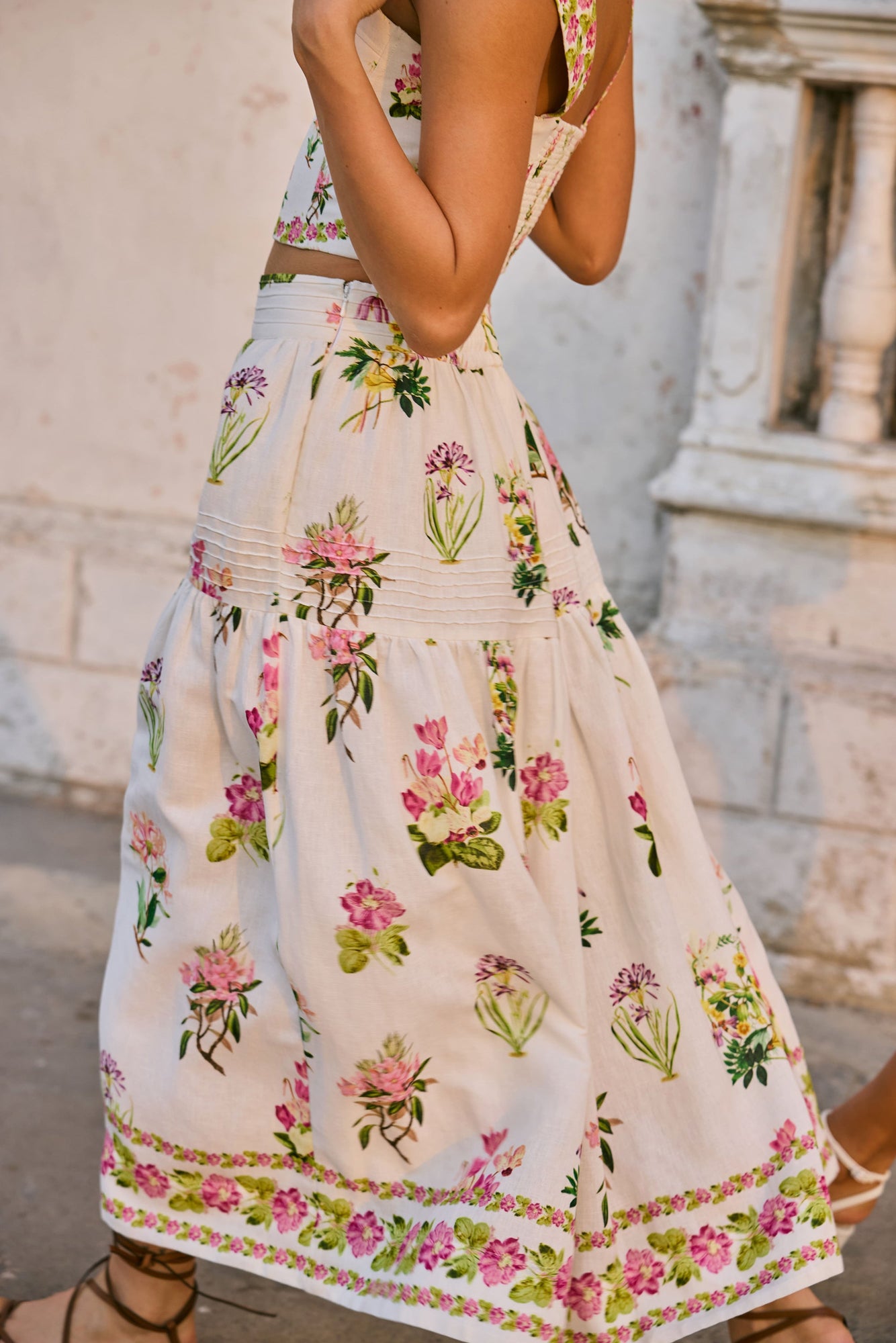 Midi Skirt | White Floral