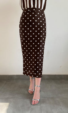 Hemant And Nandita | Tira Linen Cotton Fitted Midi Skirt | Brown White