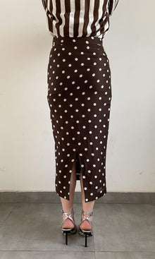 Hemant And Nandita | Tira Linen Cotton Fitted Midi Skirt | Brown White