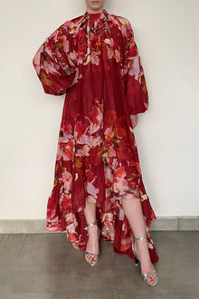 High Low Long Dress | Burgundy Mix