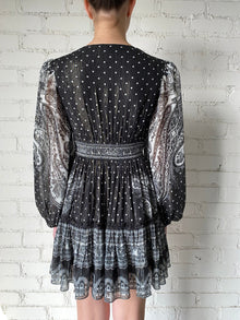 Viri V-Neck Short Dress | Black/White