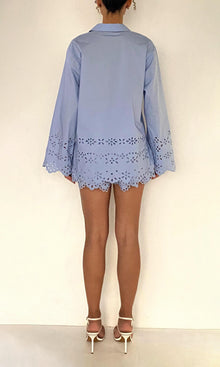 Hemant And Nandita | Viva Poplin Drop Shoulder Collared Tunic | Powder Blue