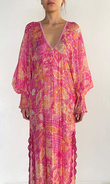 Hemant And Nandita | Xari Viscose Jacquard Kaftan | Pink Multi