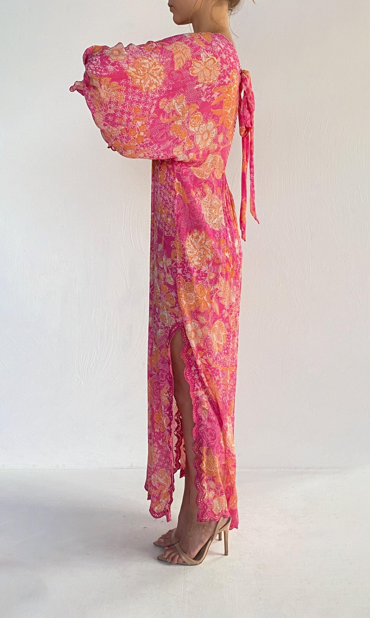 Hemant And Nandita | Xari Viscose Jacquard Kaftan | Pink Multi