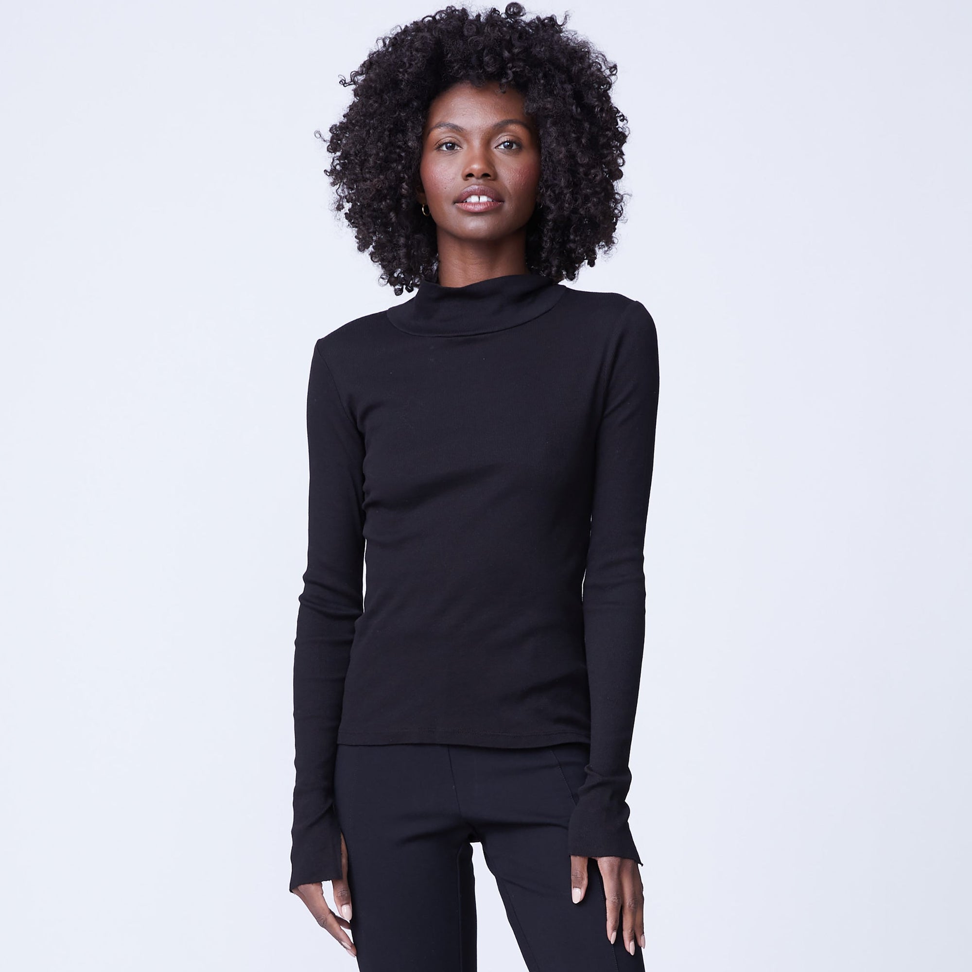 Heather Rib Turtleneck | Women | Black