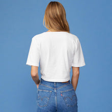 Back View of model wearing the Front Twist Top in White