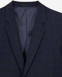 Wool Suit Jacket With Check Motif | Men | Dark Blue