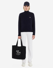 Womens | Baby Fox Patch Boxy Turtleneck Pullover | Navy