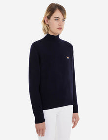 Womens | Baby Fox Patch Boxy Turtleneck Pullover | Navy