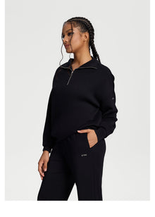 Half-Zip Long Sleeve Sweatshirt | Black