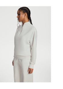 Half-Zip Long Sleeve Sweatshirt | White