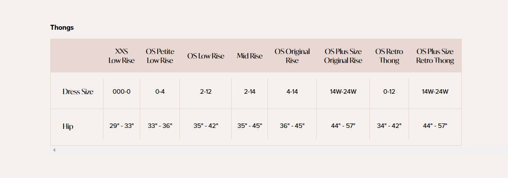 Product size guide