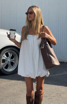Harles Bubble Hem Mini Dress | White