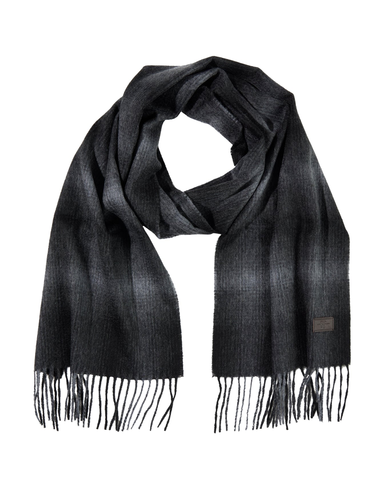 Hickey Freeman | Men | Cashmere Ombre Window Pane Scarf | Black