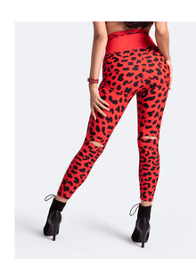 High-Rise Knee-Slit Leggings | Red Leo
