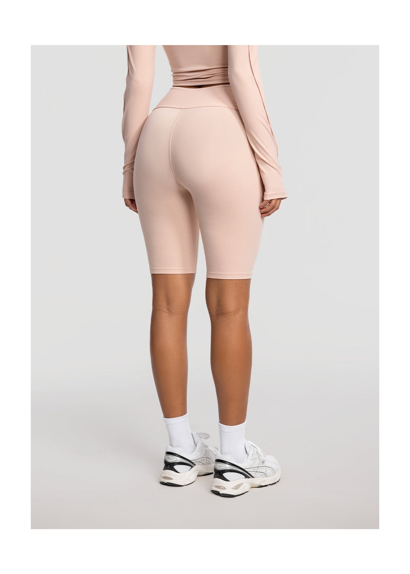 High-Waisted Performance Biker Shorts | Seashell