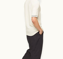Horton Tailored Fit Chevron Tipping Merino Polo Shirt | White Sand/Night Iris