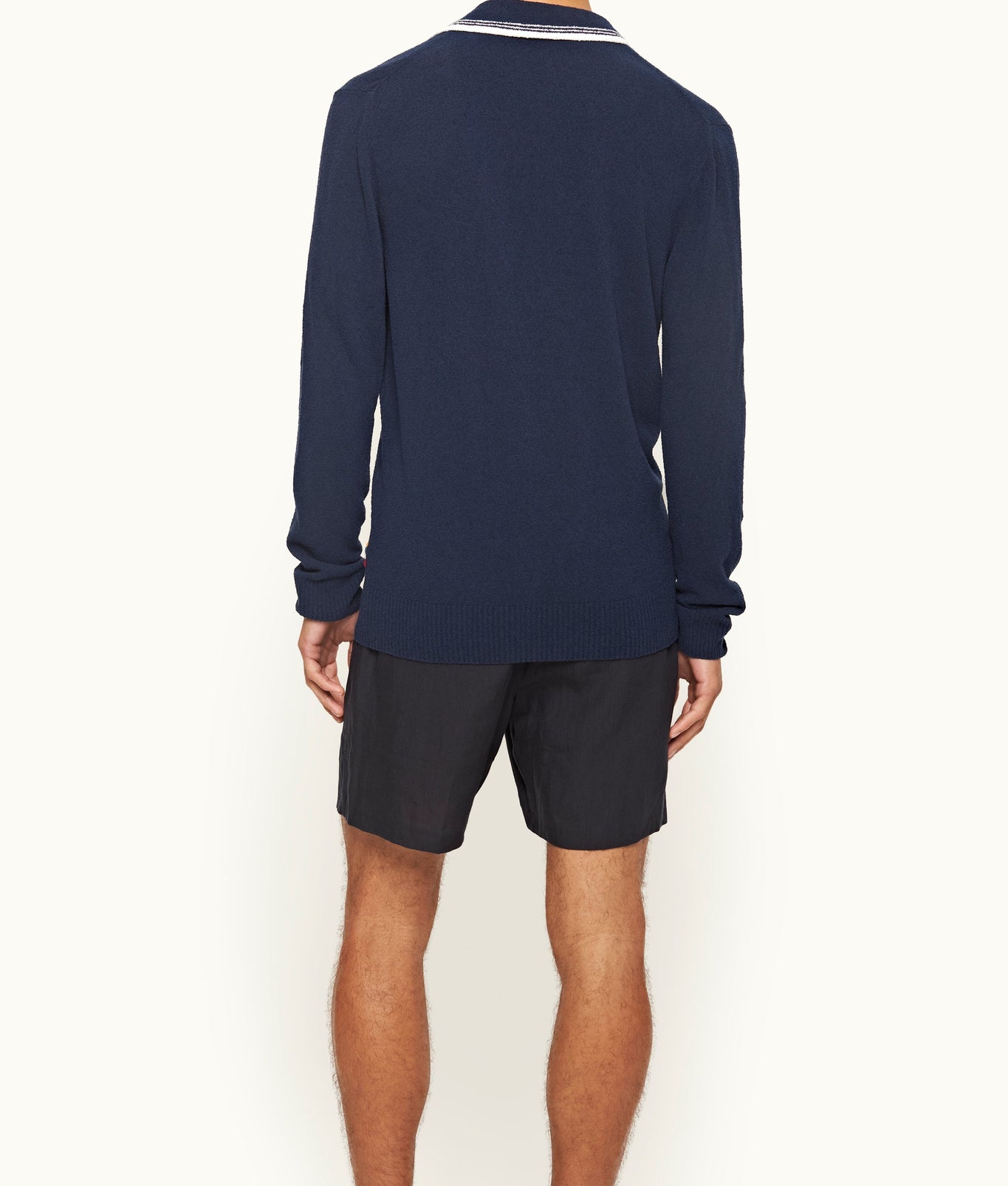 Horton Tailored Fit Long-Sleeve Boucle Stitch Polo Shirt | Night Iris
