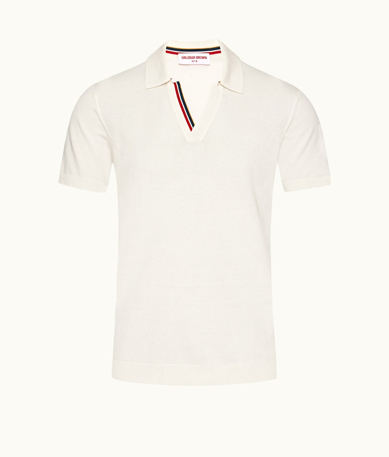 Horton Tipping Tailored Fit Ob Stripe Tipping Organic Cotton Polo Shirt | White Sand