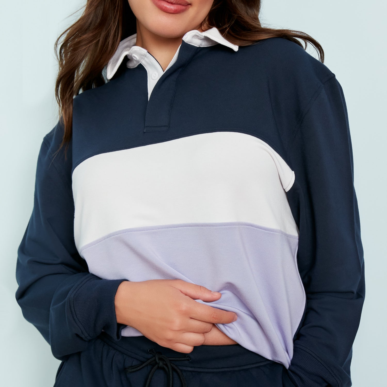 WFH Modal French Terry Rugby | Navy/White/Lavender