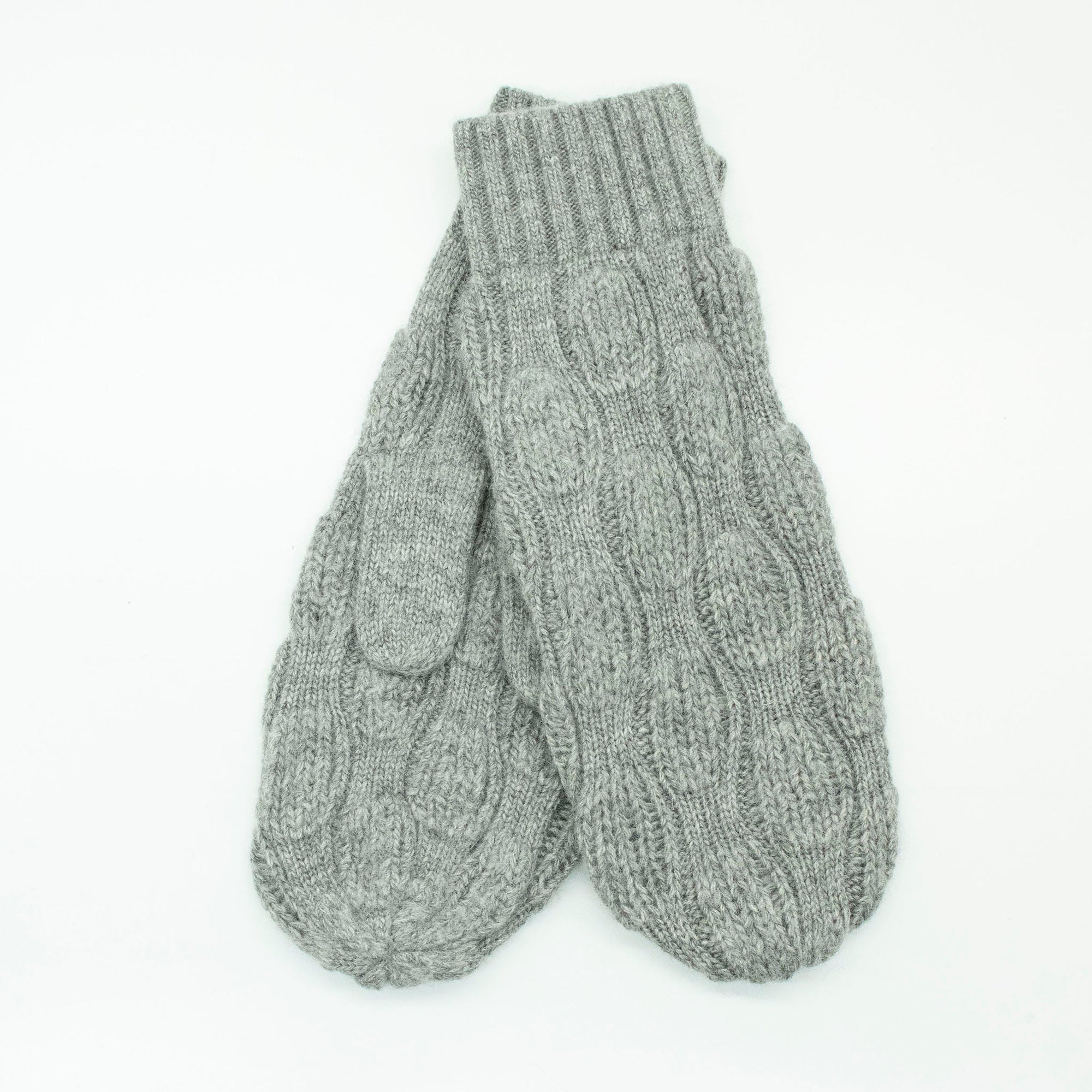 Mitten Gloves In Bubbles Stitch | Light Grey