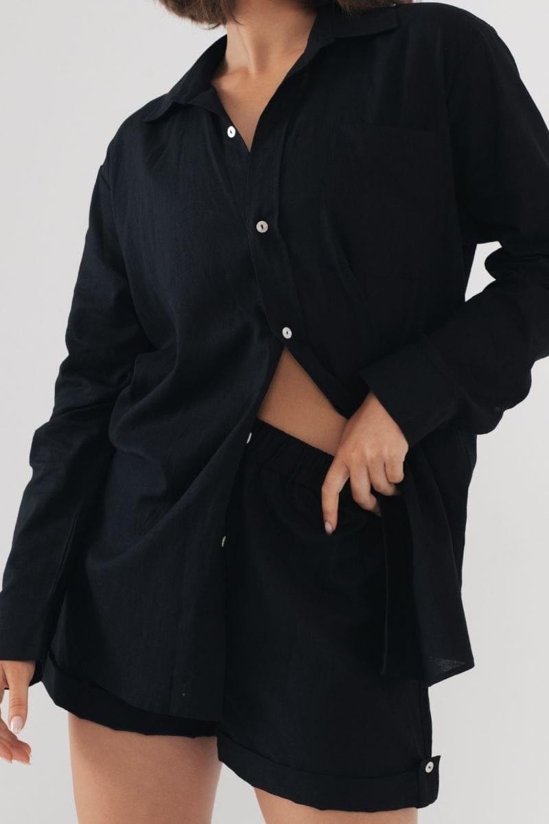 Boyfriend Button Down Shirt | Black