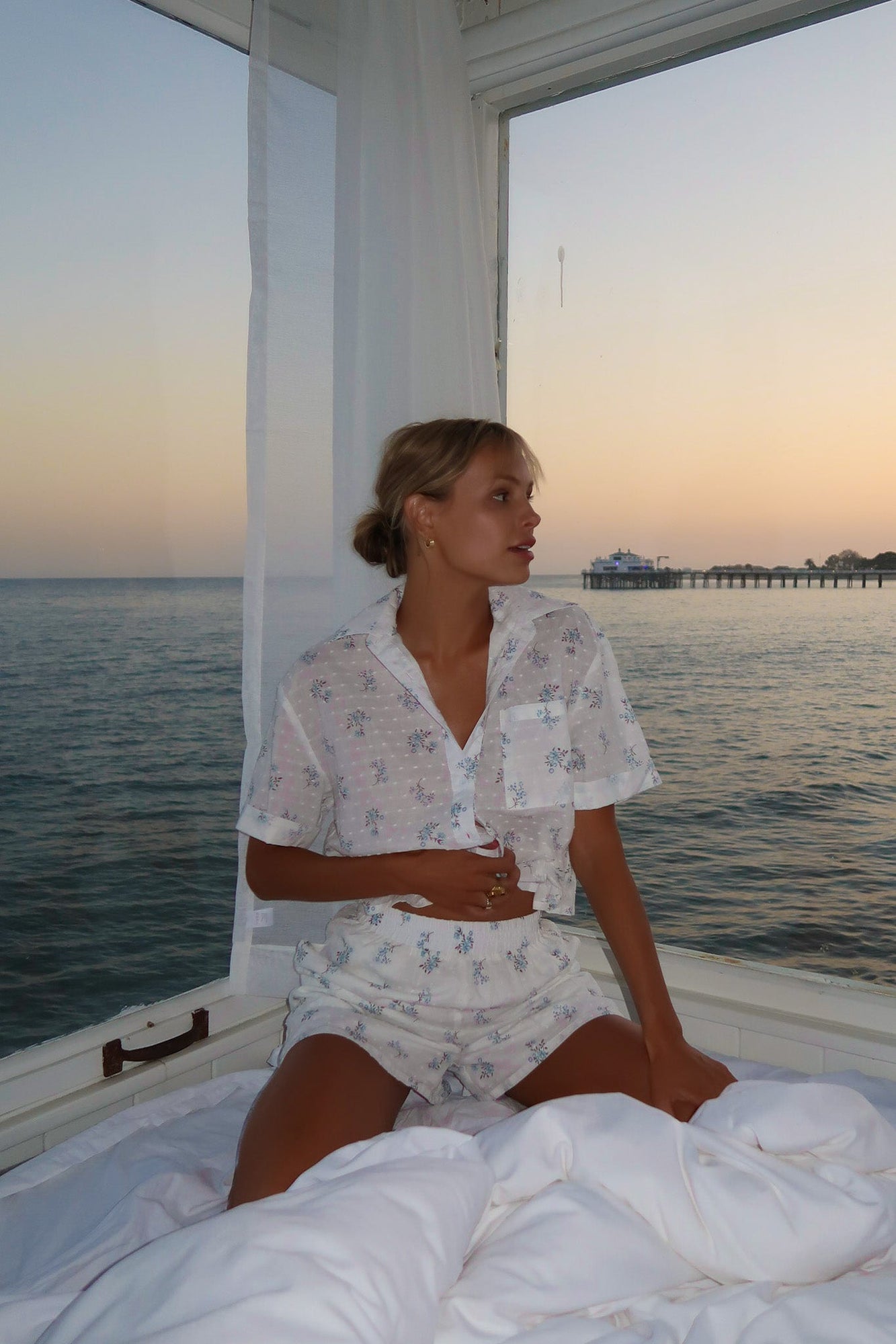 Rosy Collared Shorts Set | Baby's Breath