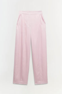 Light pink wide-leg pant with pleated front and side pockets, displayed flat against white background.