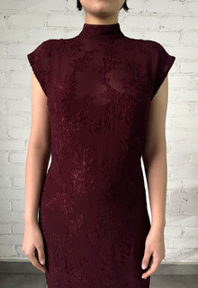 Slim Fit Long Dress With Slip | Burgundy