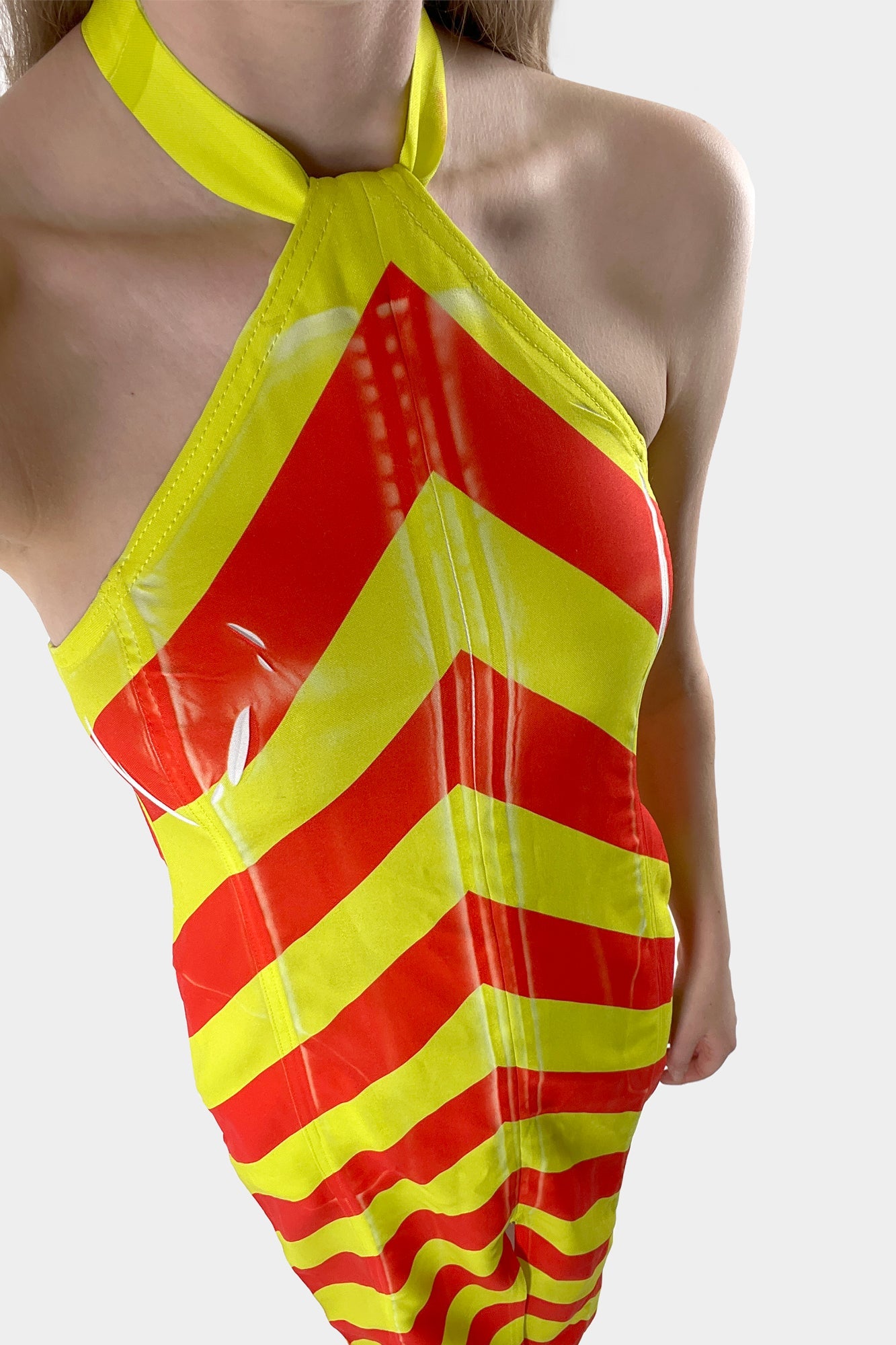 Triangle Dress | Women | Red x Yellow Stripes