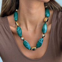 Chunky Green & Gold Bead Necklace - Adina's Jewels