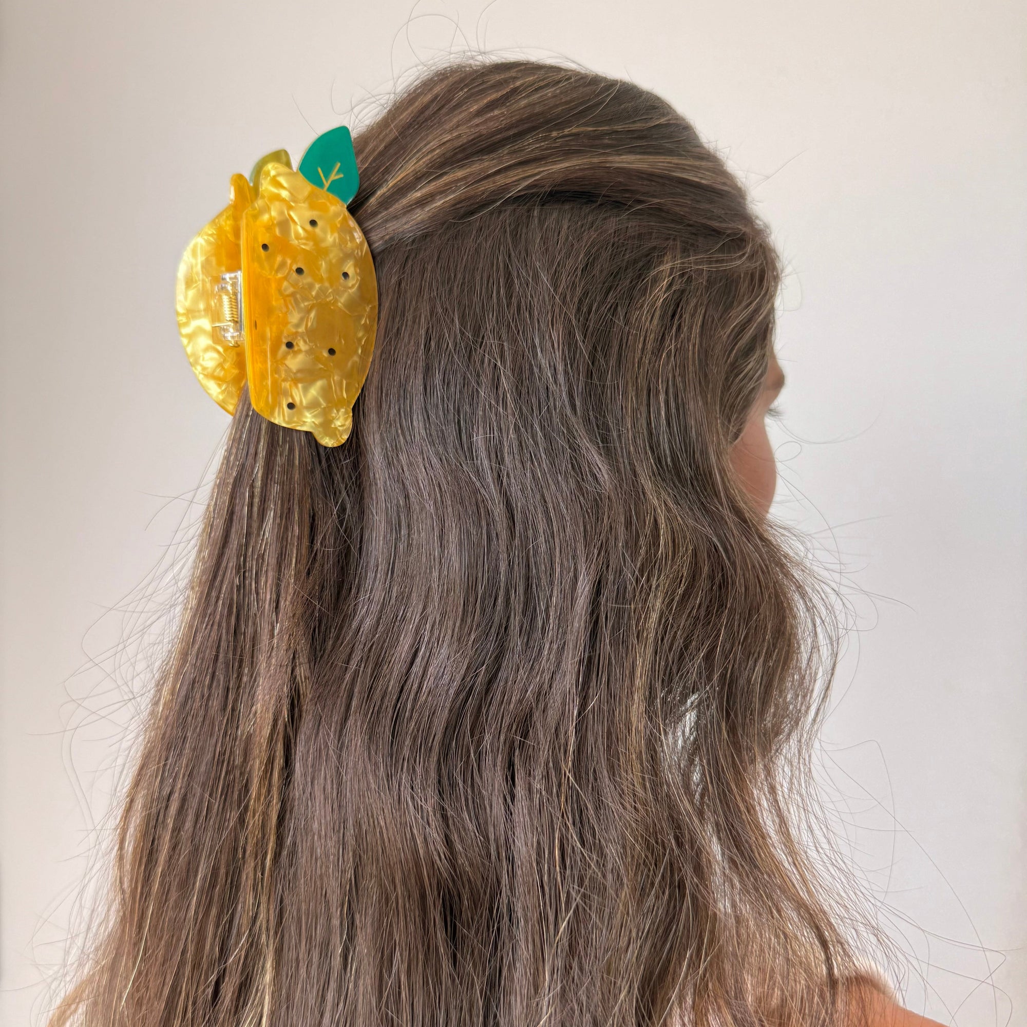 Rhinestone Accented Lemon Claw Clip - Adina's Jewels