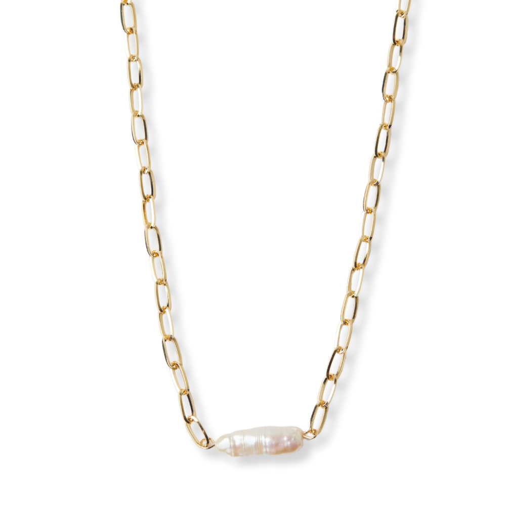 Irina Pearl Necklace | 14K Yellow Gold-Plated
