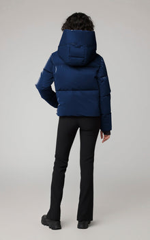 Iroh Relaxed-Fit Velvet Shine Down Coat With Hood | Lapis