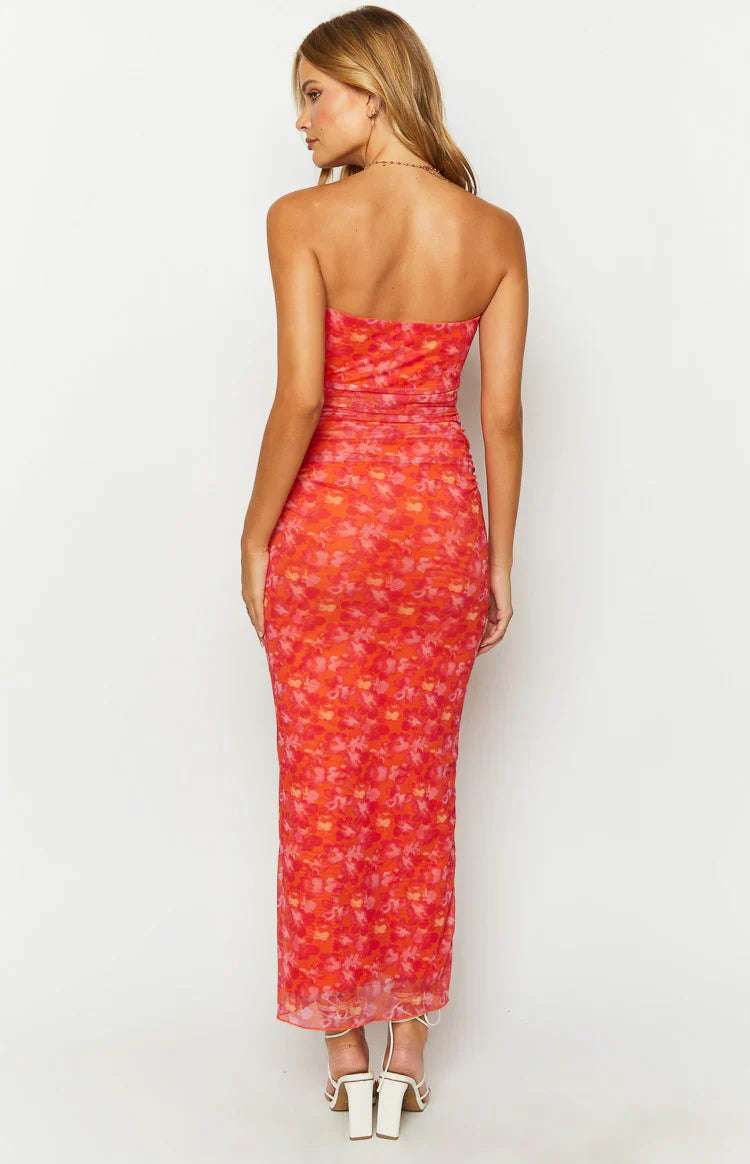 Imogen Maxi Dress | Orange Floral Print