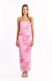 Imogen Floral Print Maxi Dress | Pink and Green